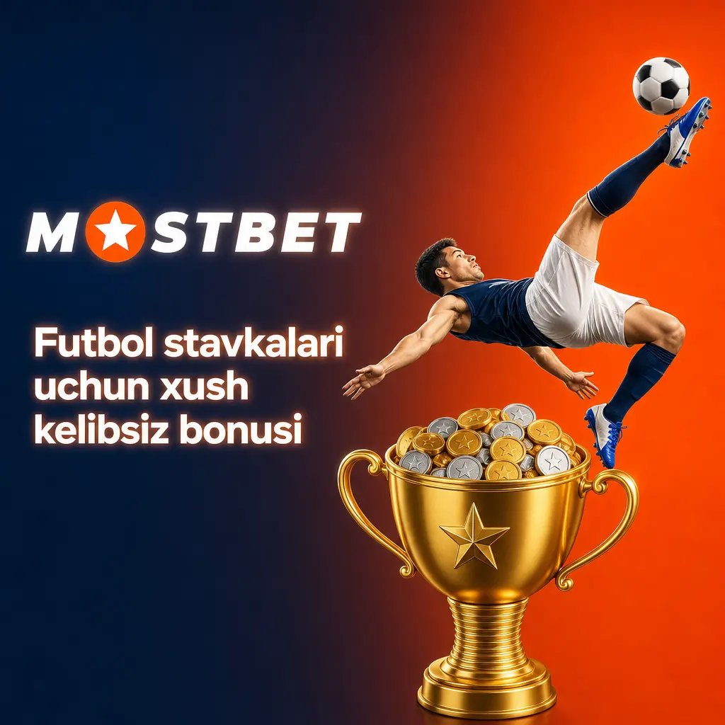 Mostbetda futbol stavkalari uchun 125% gacha bonus va 250 FS taqdim etuvchi xush kelibsiz aksiyasi tasviri