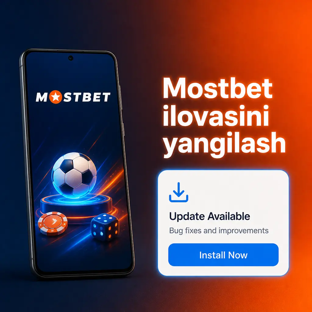 Mostbet ilovasini APK fayli orqali yangilash jarayoni va o'rnatish bosqichlari ko'rsatilgan