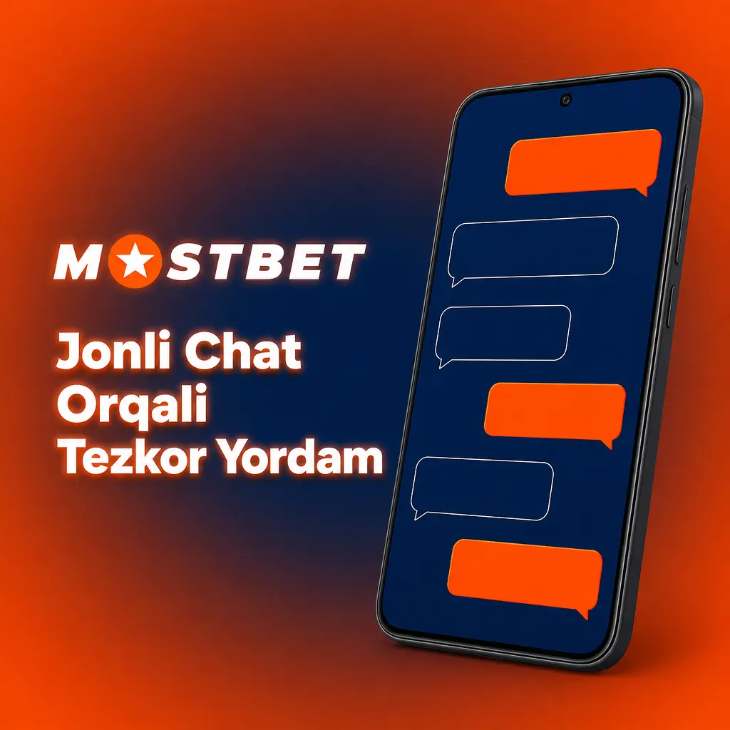 Mostbet platformasida jonli chat orqali tezkor yordam olish, operator bilan muloqot qilish jarayoni tasvirlangan rasm