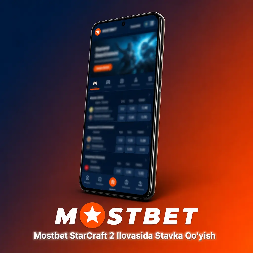Mostbet mobil ilovasida StarCraft 2 musobaqalariga stavka qo'yish bo'yicha olti qadamli qo'llanma ko'rsatilgan skrinshot